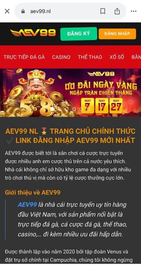 Đăng nhập vào tài khoản AEV99