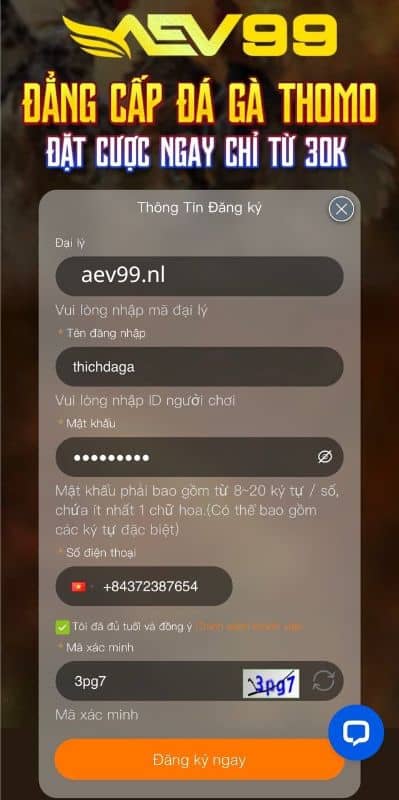 Điền đầy đủ thông tin cá nhân