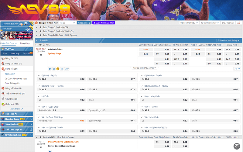 Các cửa đặt cược bóng rổ tại AEV99